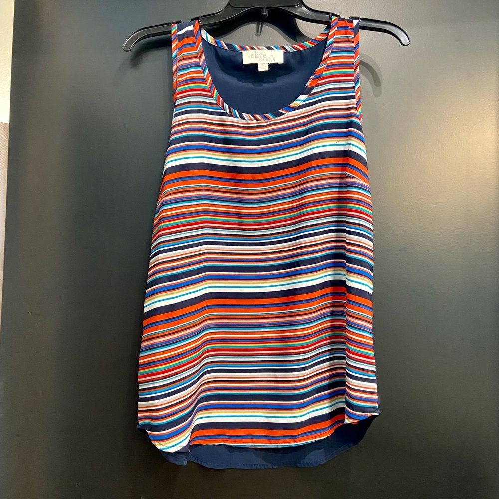 Olive & Oak Stripe Racerback Top Size S